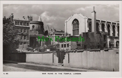 London Postcard - War Ruins in The Temple   RT2466