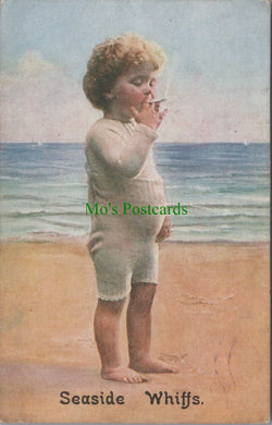 Children Postcard - Child Smoking, Seaside Whiffs  SW11157