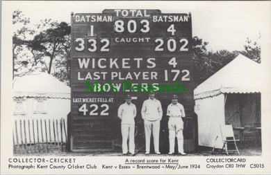 Sport Postcard - Cricket, Kent v Essex, Record Score For Kent SW11701
