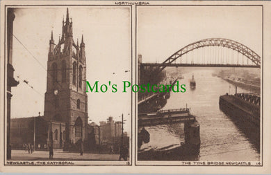 Northumberland Postcard - Newcastle, Tyne Bridge and The Cathedral  DC1553