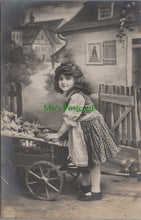 Load image into Gallery viewer, Children Postcard - Young Girl Stood Next To a Hand Cart HP121
