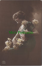 Load image into Gallery viewer, Glamour Postcard - Young Lady With Flowers  SW12510
