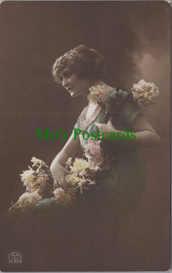 Glamour Postcard - Young Lady With Flowers  SW12510