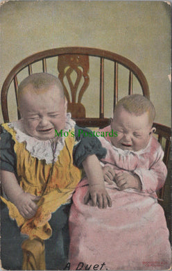 Children Postcard - Two Babies Crying - A Duet  SW12587