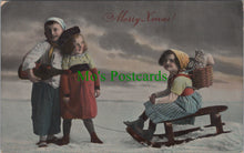 Load image into Gallery viewer, Greetings Postcard - Merry Xmas, Children, Snow, Sleigh SW12628
