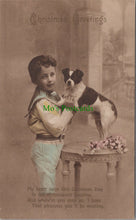 Load image into Gallery viewer, Christmas Greetings Postcard - Young Boy With His Pet Dog  SW12632