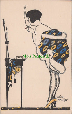 Artist Postcard - Art Deco Woman Smoking, Artist Stick Walsh SW12567