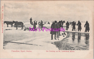 Canada Postcard - Ice Cutting on St Lawrence River  HM438
