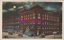 Load image into Gallery viewer, America Postcard - Masonic Temple and Olean House By Night, New York HM446