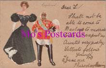 Load image into Gallery viewer, Couples Postcard - Elderly Military Man and Taller Lady  SW15370