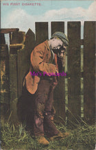 Load image into Gallery viewer, Children Postcard - His First Cigarette  SW16351