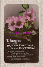 Load image into Gallery viewer, Greetings Postcard - To Auntie With Sincere Greetings For Your Birthday DZ72
