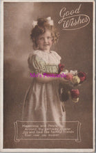 Load image into Gallery viewer, Greetings Postcard - Good Wishes, Girl With Flowers  DZ304
