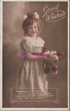 Load image into Gallery viewer, Greetings Postcard - Good Wishes, Girl With Flowers  DZ304