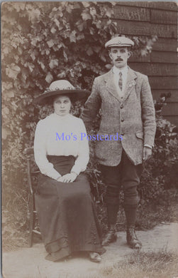 Social History Postcard - Young Couple Posing Outdoors   DZ57