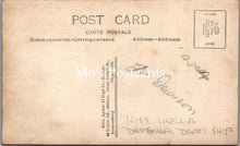 Load image into Gallery viewer, Back of a vintage postcard with text and a stamp placeholder.