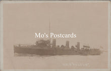 Load image into Gallery viewer, Vintage ship photo with 'Mo's Postcards' text overlay