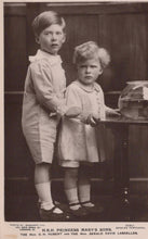 Load image into Gallery viewer, Two young boys standing next to a fishbowl in a vintage black and white photograph.