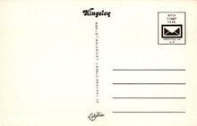 Load image into Gallery viewer, Back of a Kingsley postcard with stamp placeholder and address details.