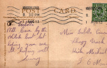 Load image into Gallery viewer, Vintage postcard with handwritten text and postage stamp, featuring the Art Publishing Company Glasgow.