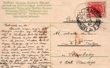 Load image into Gallery viewer, Vintage postcard with text and stamps, likely from the early 20th century.