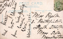 Load image into Gallery viewer, Vintage postcard with handwritten text and a stamp, featuring the word 'Postcard'.