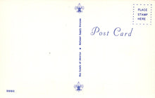 Load image into Gallery viewer, Vintage postcard with Scout logo and text on a light background