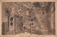 Load image into Gallery viewer, Vintage illustration of a room with posters and signs, likely from a historical or educational context.