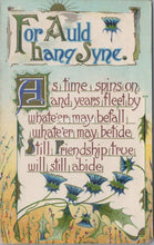 Load image into Gallery viewer, Greetings Postcard - New Years, For Auld Lang Syne  SW17900