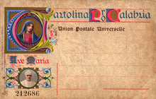 Load image into Gallery viewer, Vintage-style postcard with decorative elements and text on a textured background