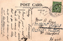 Load image into Gallery viewer, Vintage postcard with handwritten text and a stamp, featuring the word 'POSTCARD'.