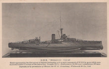 Load image into Gallery viewer, Vintage illustration of a British battleship labeled 'H.M.S. Monarch' from 1912.