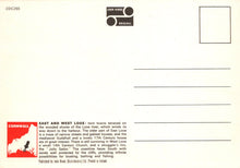 Load image into Gallery viewer, Back of a postcard with text and a small illustration, featuring the John Hinde logo.