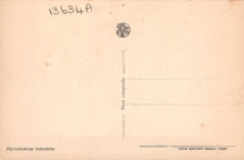 Load image into Gallery viewer, Back of a vintage postcard with text and a logo on a beige background