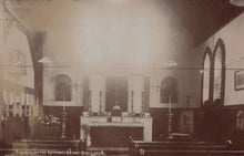 Load image into Gallery viewer, Interior of a church with altar and pews, vintage photograph.