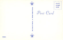 Load image into Gallery viewer, Blank postcard with blue text and graphics on a white background