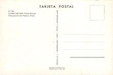Load image into Gallery viewer, Back of a postcard from Lloret de Mar, Costa Brava with text and address details.