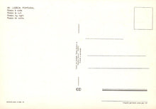 Load image into Gallery viewer, Back of a postcard from Lisbon, Portugal with text and design elements.