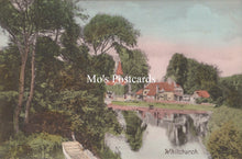 Load image into Gallery viewer, Vintage postcard of a scenic view with a river, trees, and buildings, labeled 'Mo's Postcards'.