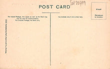 Load image into Gallery viewer, Back of a vintage postcard with text and a stamp