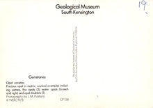 Load image into Gallery viewer, Label from Geological Museum South Kensington with text about gemstones and opals.