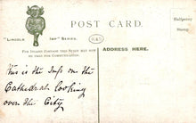 Load image into Gallery viewer, Vintage postcard with a small illustration of a figure and text on a light background