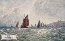 Load image into Gallery viewer, Painting of sailboats on the water with a coastal scene in the background.