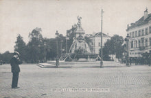 Load image into Gallery viewer, Vintage photograph of a man taking a photo of a fountain in Brussels, Belgium.