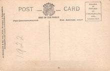 Load image into Gallery viewer, Back of a vintage postcard with text and a logo, printed in England by J. Beagles & Co.