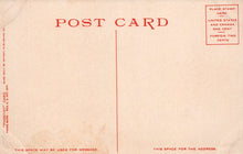 Load image into Gallery viewer, Vintage-style postcard with red text on a beige background
