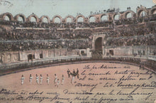 Load image into Gallery viewer, Vintage postcard of an arena with text overlay