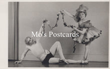 Load image into Gallery viewer, Vintage black and white photo of two dancers with 'Mo's Postcards' text overlay.