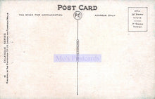 Load image into Gallery viewer, Back of a vintage postcard with postal markings and 'Mo's Postcards' branding.