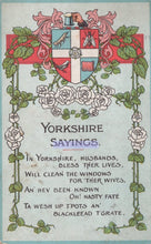 Load image into Gallery viewer, Vintage-style card with Yorkshire Sayings text and decorative elements.
